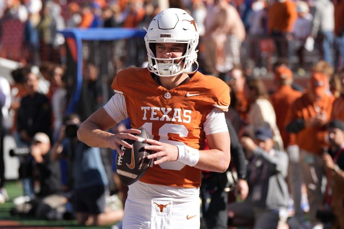 Oct 17, 2026; Austin, Texas, USA;  Texas Longhorns quarterback Arch Manning (16) warms up before a game against the Florida Gators at Darrell K Royal-Texas Memorial Stadium.  Mandatory Credit: Scott Wachter-Imagn Images