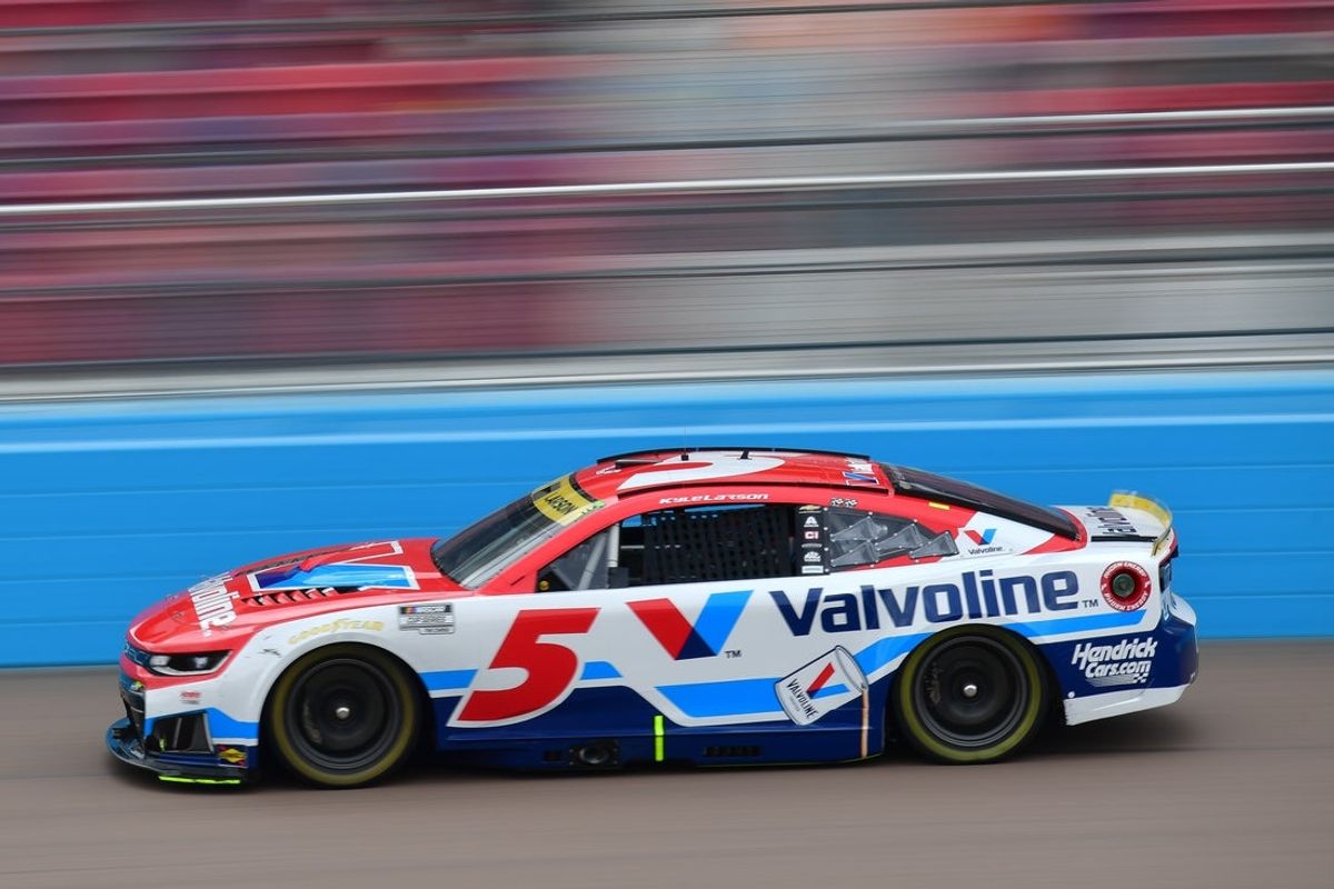 Oct 17, 2026; Avondale, Arizona, USA; Hendrick Motorsports driver Kyle Larson (5) during practice for the Freeway Insurance 500 at Phoenix Raceway. Mandatory Credit: Gary A. Vasquez-Imagn Images