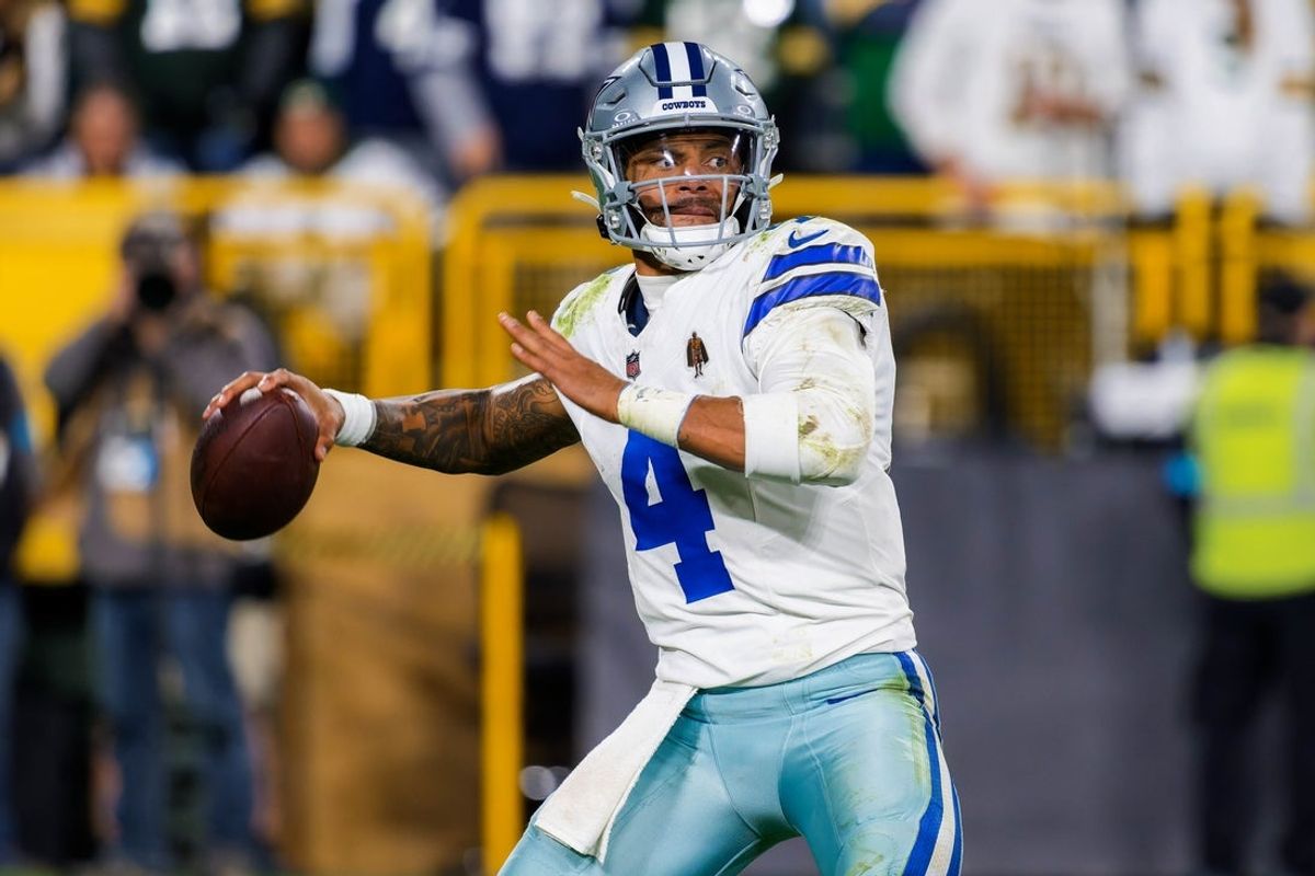 Oct 18, 2026; Green Bay, Wisconsin, USA; Dallas Cowboys Dak Prescott (4) passes the football against the Green Bay Packers at Lambeau Field at Lambeau Field. Mandatory Credit: Ross Harried-Imagn Images