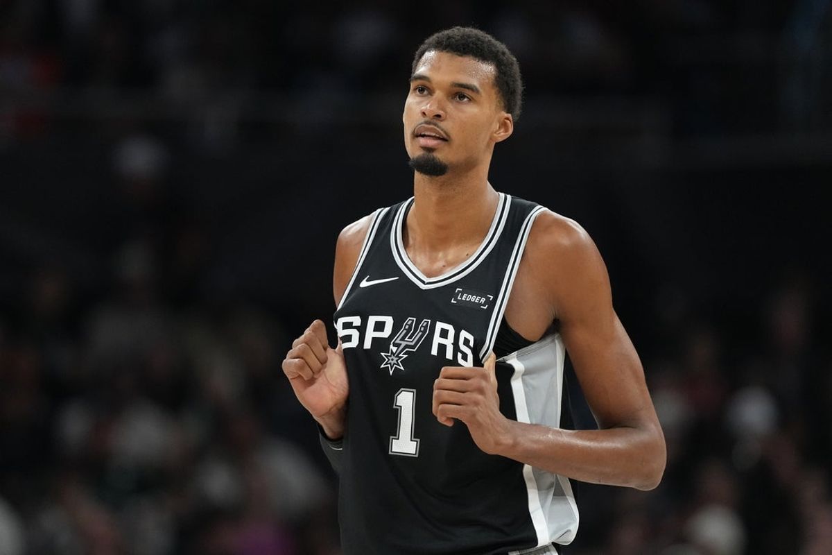 Oct 23, 2026; Austin, Texas, USA;  San Antonio Spurs forward Victor Wembanyama (1) during the second half against the Houston Rockets at Moody Center.  Mandatory Credit: Scott Wachter-Imagn Images