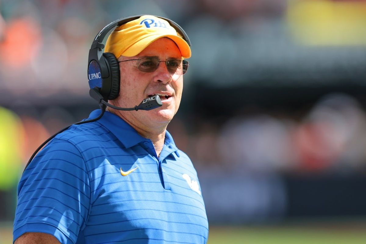 Oct 24, 2026; Miami Gardens, Florida, USA; Pittsburgh Panthers head coach Pat Narduzzi looks on from the sideline against the Miami Hurricanes during the third quarter at Hard Rock Stadium. Mandatory Credit: Sam Navarro-Imagn Images