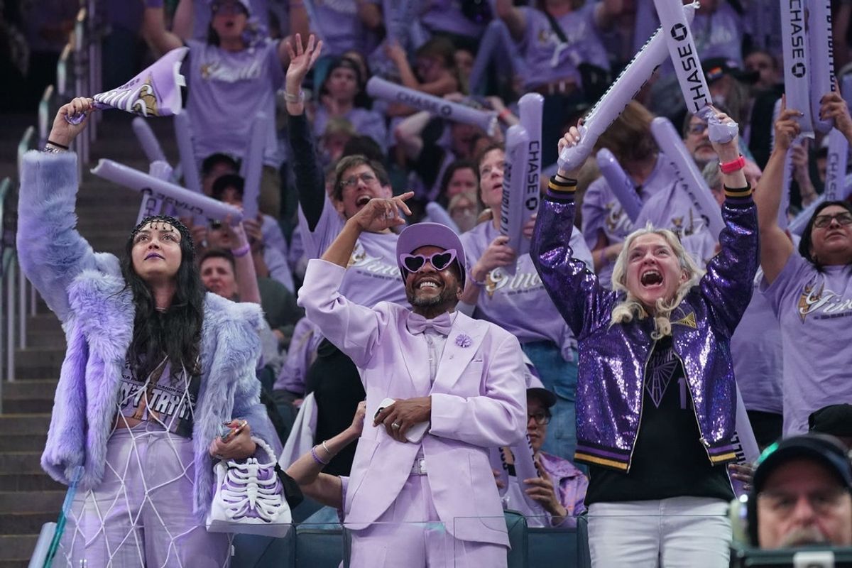 Oct 26, 2026; San Francisco, California, USA;  Golden State Valkyries Ballhalla fans cheer during the game against the Atlanta Dream in the third quarter of game five of the 2026 WNBA Finals at Chase Center.  Mandatory Credit: David Gonzales-Imagn Images