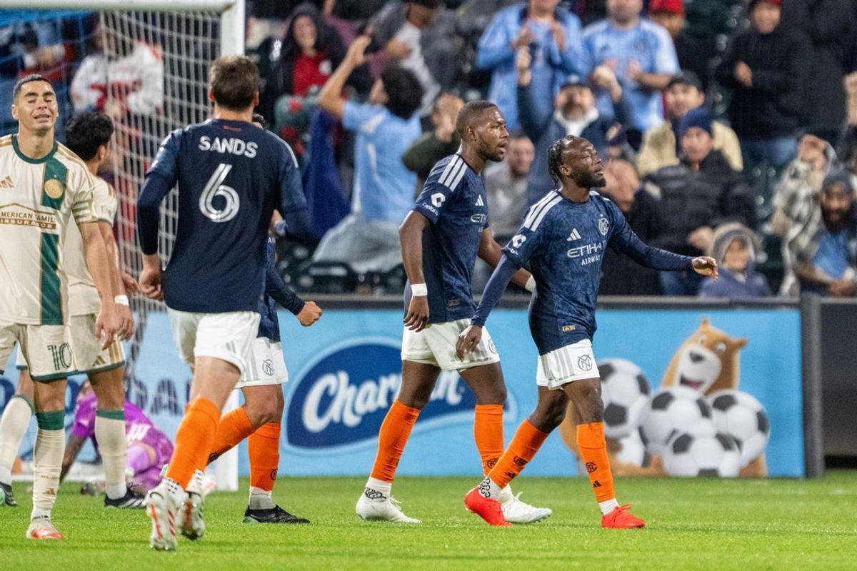 Oct 28, 2026; New York, New York, USA;  New York City FC forward Benie Traore (9) celebrates his goal during the second half against the Atlanta United at Citi Field.  Mandatory Credit: Mark Smith-Imagn Images