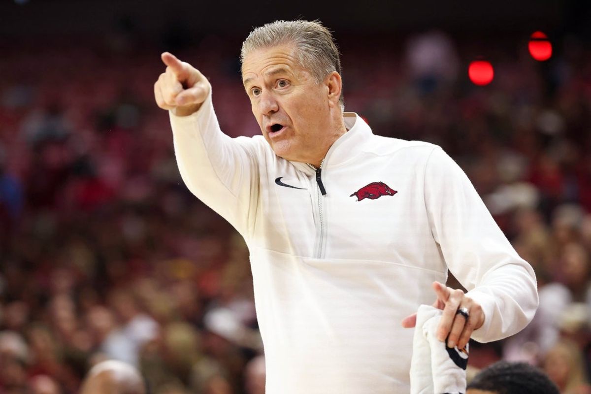 Oct 28, 2026; Fayetteville, Arkansas, USA;  Arkansas Razorbacks head coach John Calipari during the second half against the Memphis Tigers at Bud Walton Arena.  Mandatory Credit: Nelson Chenault-Imagn Images
