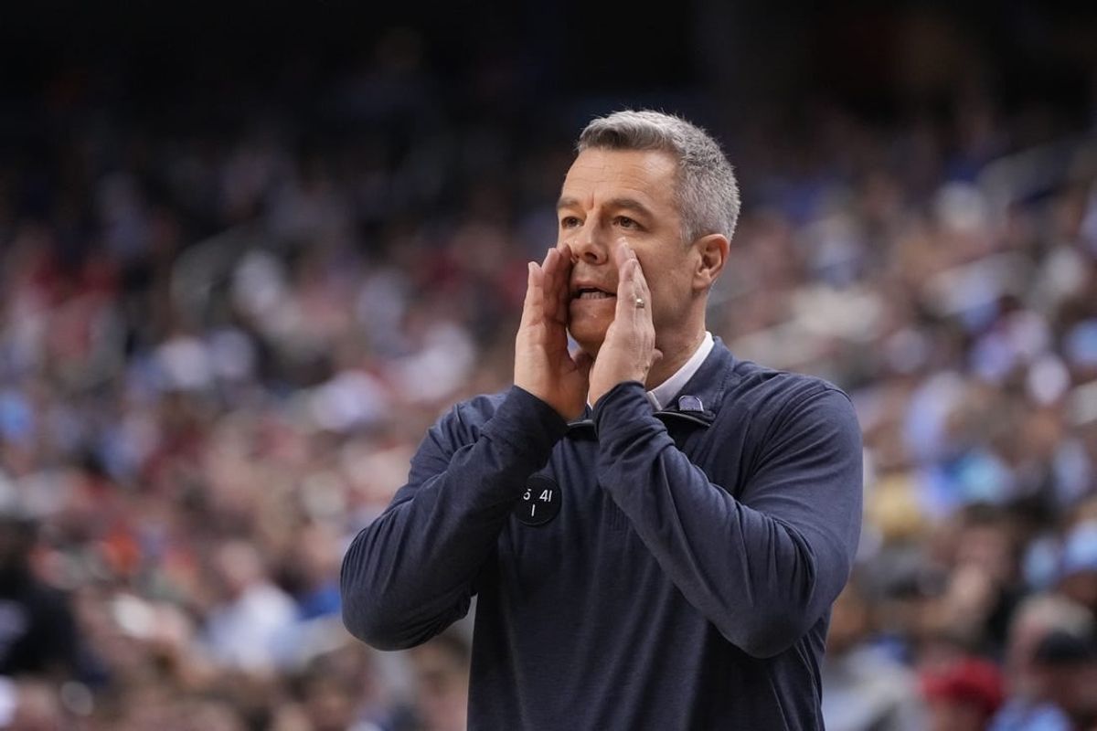 Mar 9, 2023; Greensboro, NC, USA; Virginia Cavaliers head coach Tony Bennett reacts in the second half of the quarterfinals of the ACC tournament at Greensboro Coliseum.