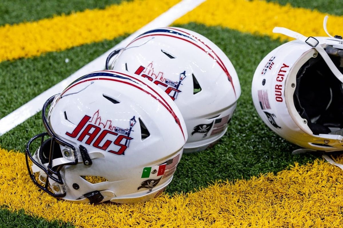 Dec 21, 2022; New Orleans, Louisiana, USA;  General view of the South Alabama Jaguars helmets against the Western Kentucky Hilltoppers during the first half at Caesars Superdome.