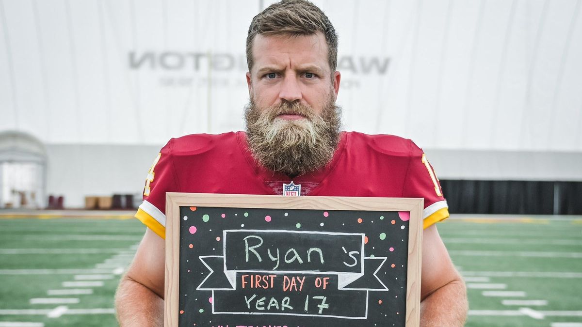 Ryan Fitzpatrick celebrates his first day.