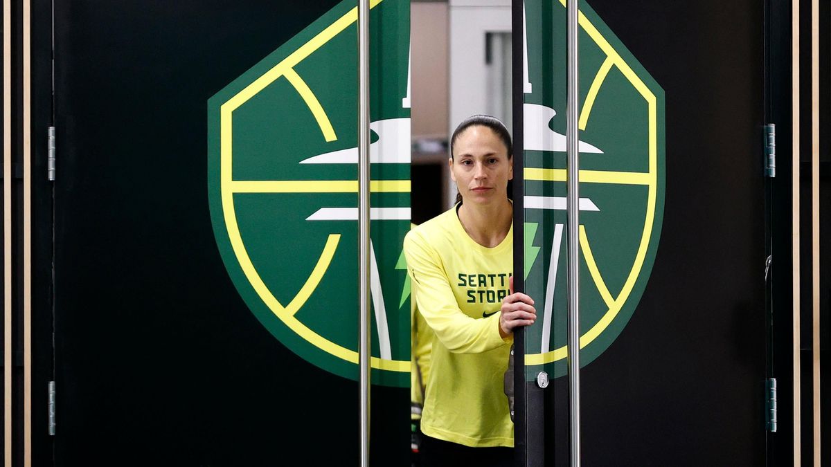 Sue Bird (now retired) of the Seattle Storm exits the locker room before Game Four of the 2022 WNBA Playoffs semifinals.