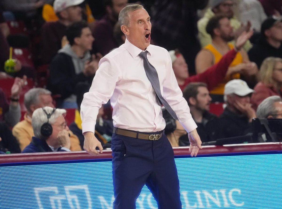 ASU Sun Devils head coach Bobby Hurley yells out to his team as they play the Utah Utes at Desert Financial Arena on Jan. 4, 2023.