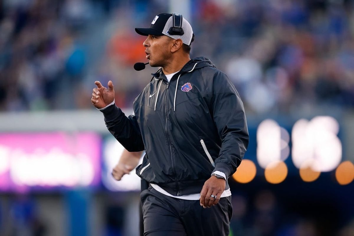 Oct 22, 2022; Colorado Springs, Colorado, USA; Boise State Broncos head coach Andy Avalos looks on in the first quarter against the Air Force Falcons at Falcon Stadium.