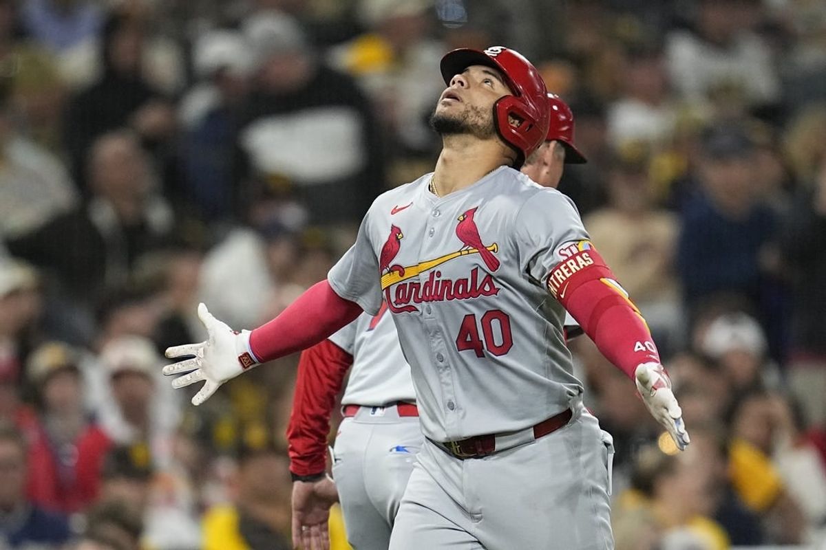 Apr 2, 2024; San Diego, California, USA;  St. Louis Cardinals catcher Willson Contreras (40) rounds the bases after his home run against the San Diego Padres during the sixth inning at Petco Park.