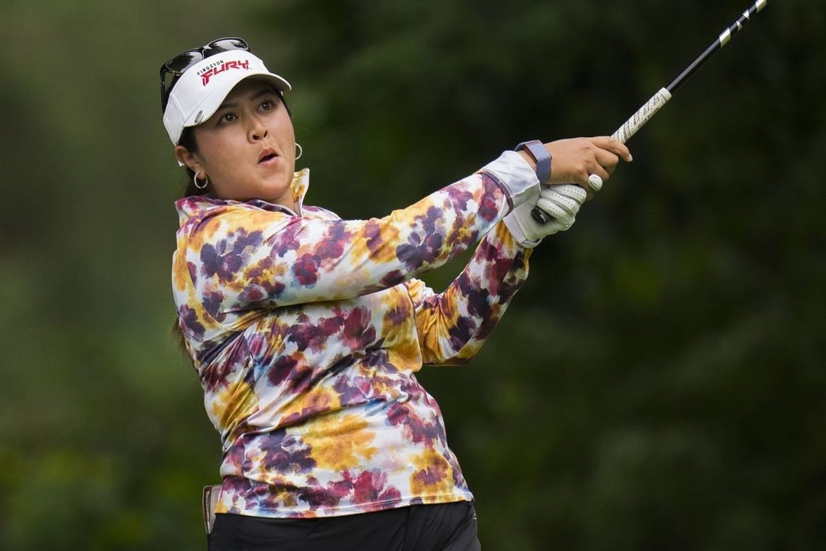 Aug 25, 2023; Vancouver, British Columbia, CAN; Lilia Vu tess off on the fourth hole during the second round of the CPKC Women's Open golf tournament at Shaughnessy Golf & Country Club.