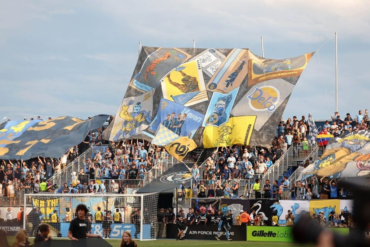 Aug 15, 2023; Chester, PA, USA; Philadelphia Union fans display a tifo before the game against Inter Miami CF at Subaru Park.