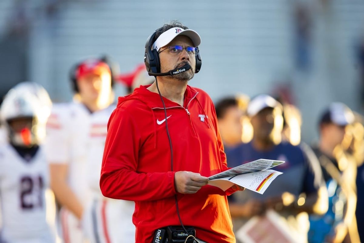 Nov 25, 2023; Tempe, Arizona, USA; Arizona Wildcats head coach Jedd Fisch against the Arizona State Sun Devils in the first half of the Territorial Cup at Mountain America Stadium.