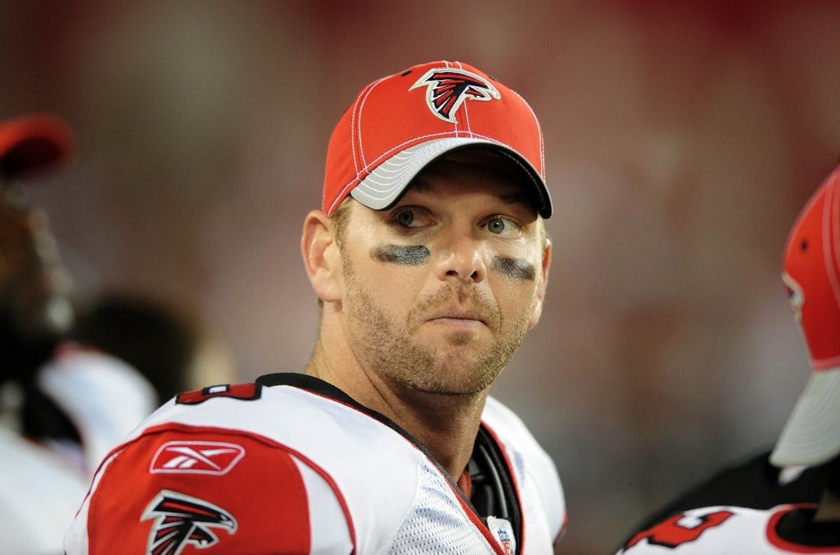 Jan. 3, 2009; Glendale, AZ, USA; Atlanta Falcons quarterback (8) Chris Redman against the Arizona Cardinals during the NFC Wild Card Playoff Game at University of Phoenix Stadium. Mandatory Credit: Mark J. Rebilas-Imagn Images