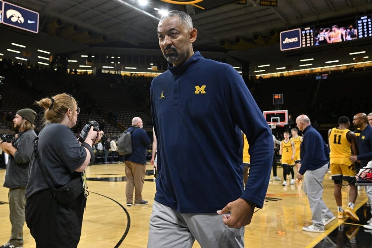 Dec 10, 2023; Iowa City, Iowa, USA; Michigan Wolverines head coach Juwan Howard walks off the court after the game against the Iowa Hawkeyes at Carver-Hawkeye Arena.
