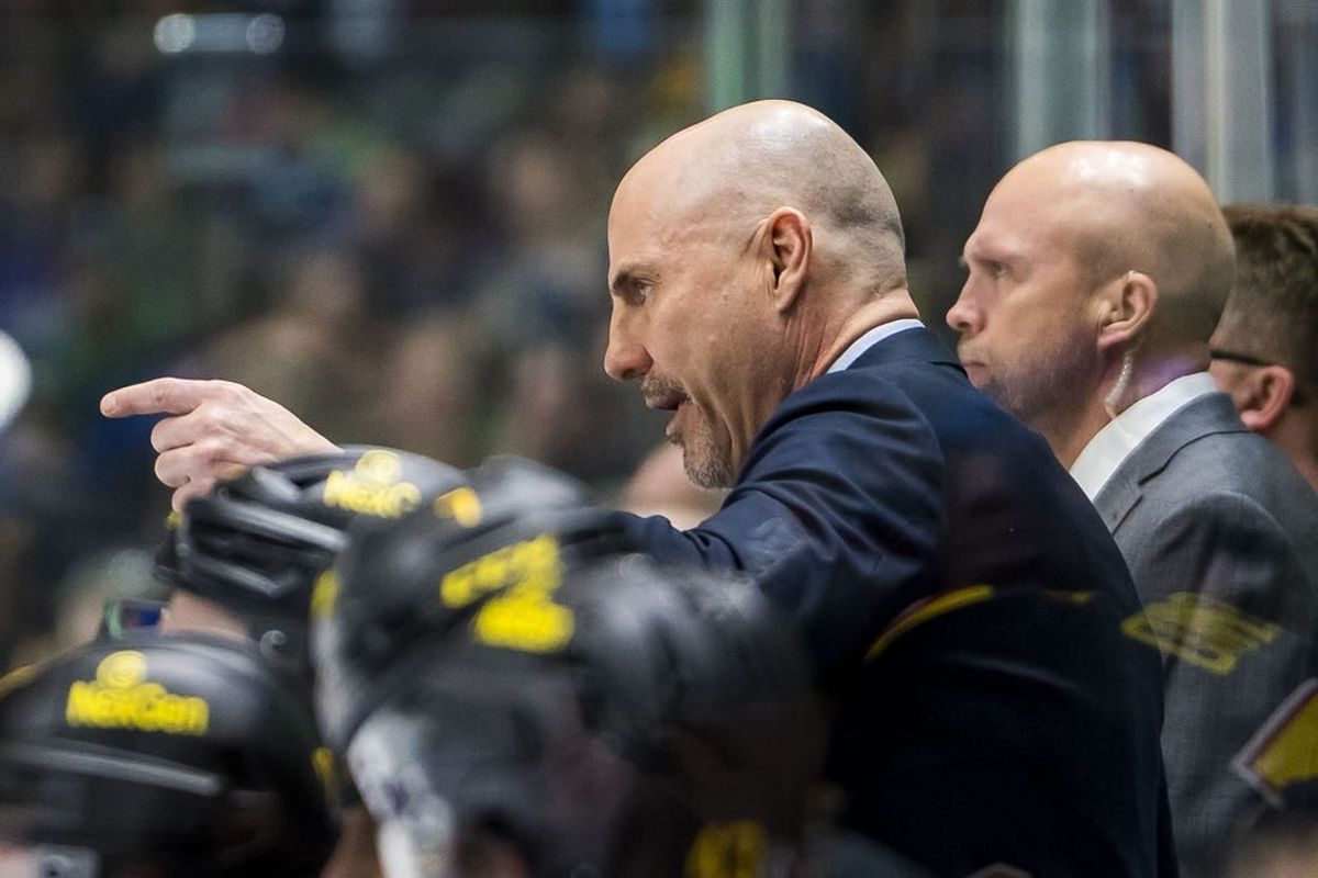 Mar 28, 2024; Vancouver, British Columbia, CAN; Vancouver Canucks head coach Rick Tocchet on the bench against the Dallas Stars in the third period at Rogers Arena. Dallas won 3 - 1.