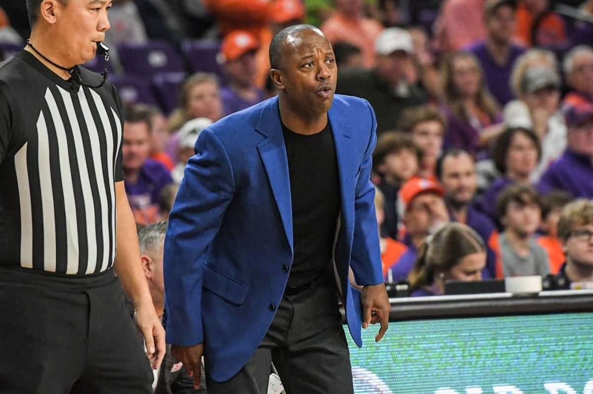Jan 13, 2024; Clemson, South Carolina, USA; Boston College Eagles head coach Earl Grant reacts during the first half against the Clemson Tigers at Littlejohn Coliseum.