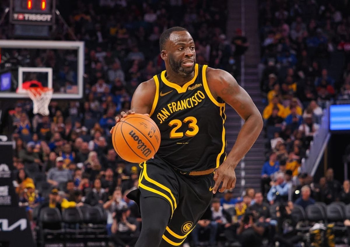 Nov 12, 2023; San Francisco, California, USA; Golden State Warriors forward Draymond Green (23) controls the ball against the Minnesota Timberwolves during the third quarter at Chase Center.