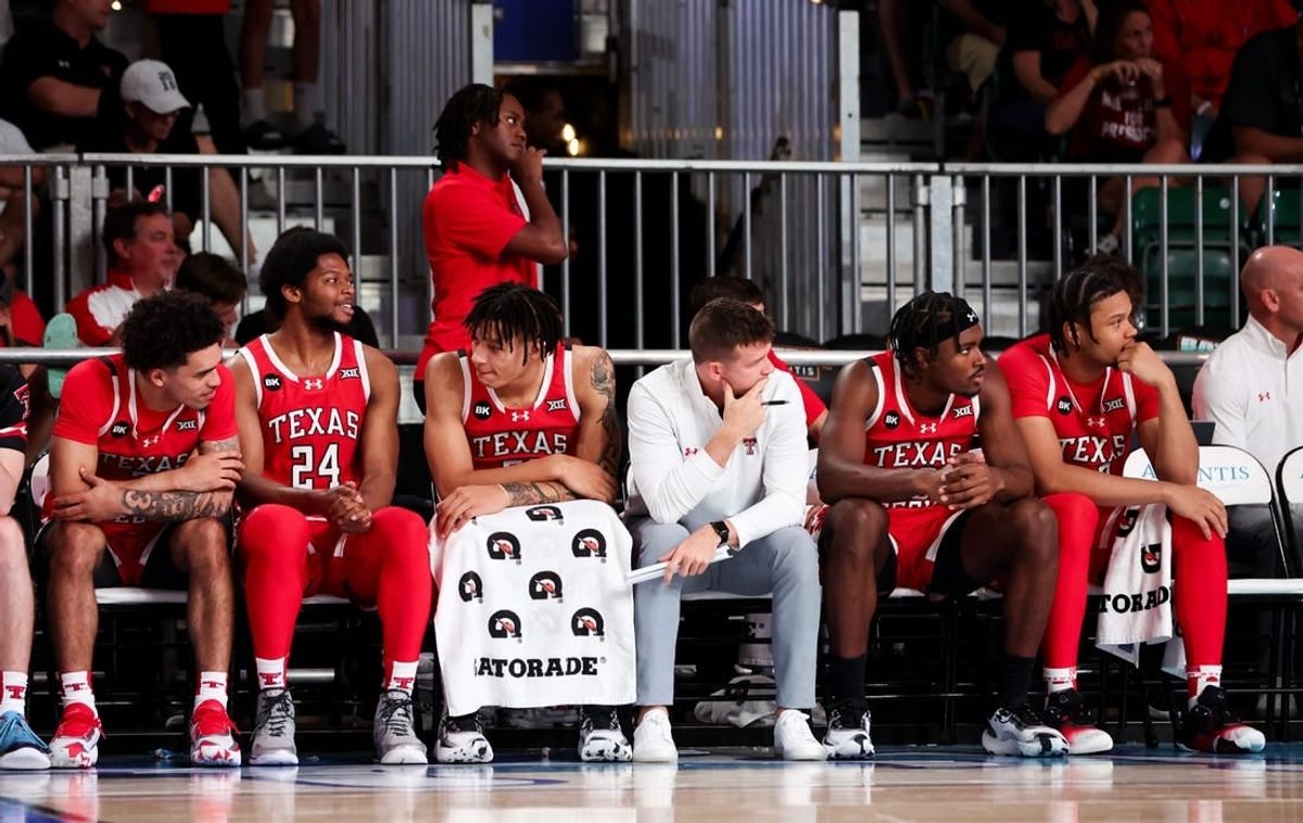 Nov 22, 2023; Paradise Island, BAHAMAS;  Texas Tech Red Raiders bench during the second half against the Villanova Wildcats at Imperial Arena.
