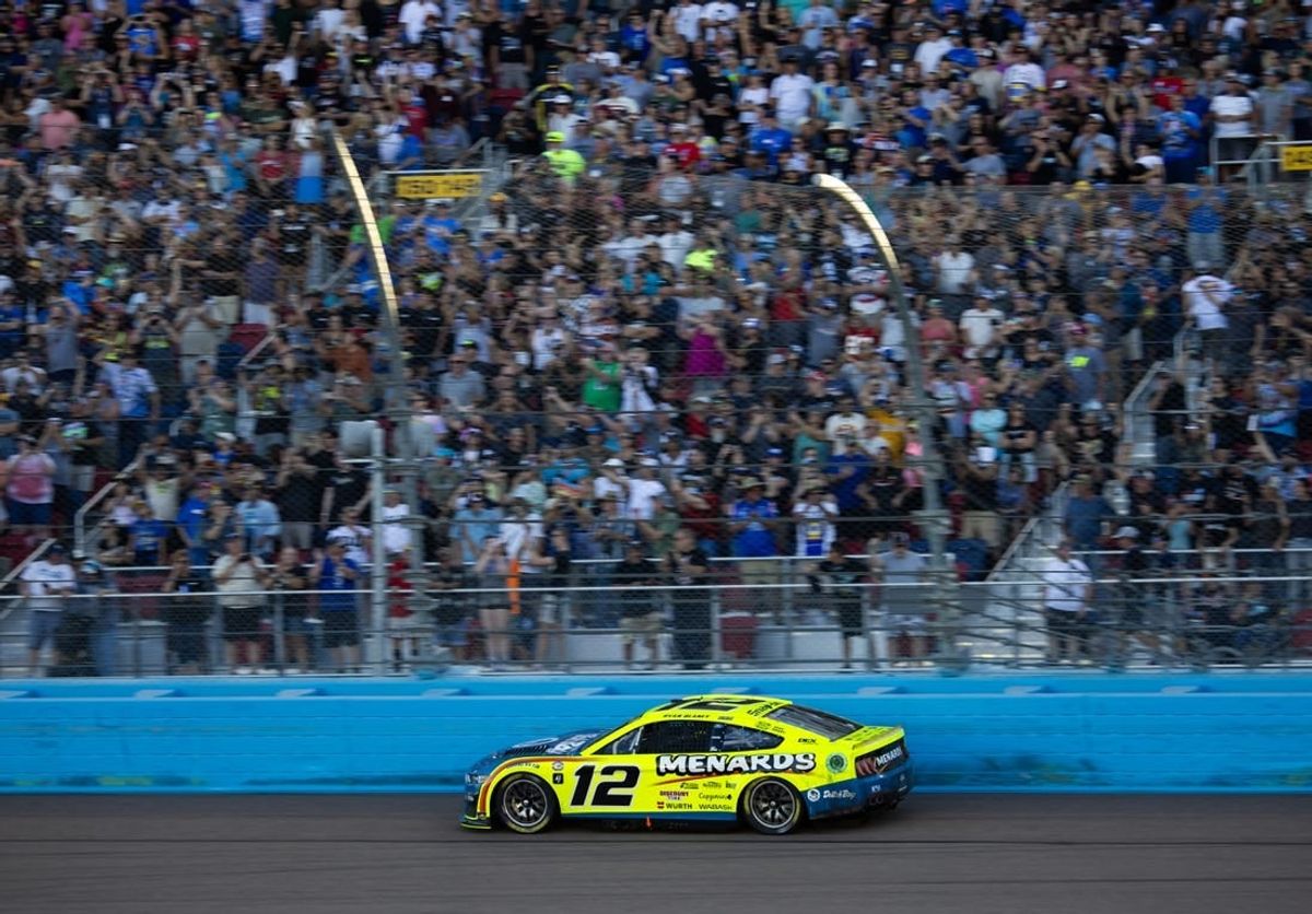 Nov 5, 2023; Avondale, Arizona, USA; NASCAR Cup Series driver Ryan Blaney (12) during the Championship Race at Phoenix Raceway.