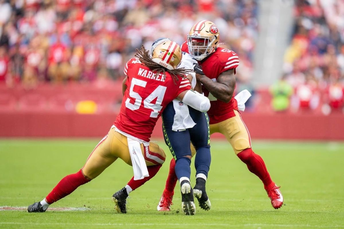 49ers linebackers Fred Warner (54) and Dre Greenlaw (57) are vital to San Francisco's success.