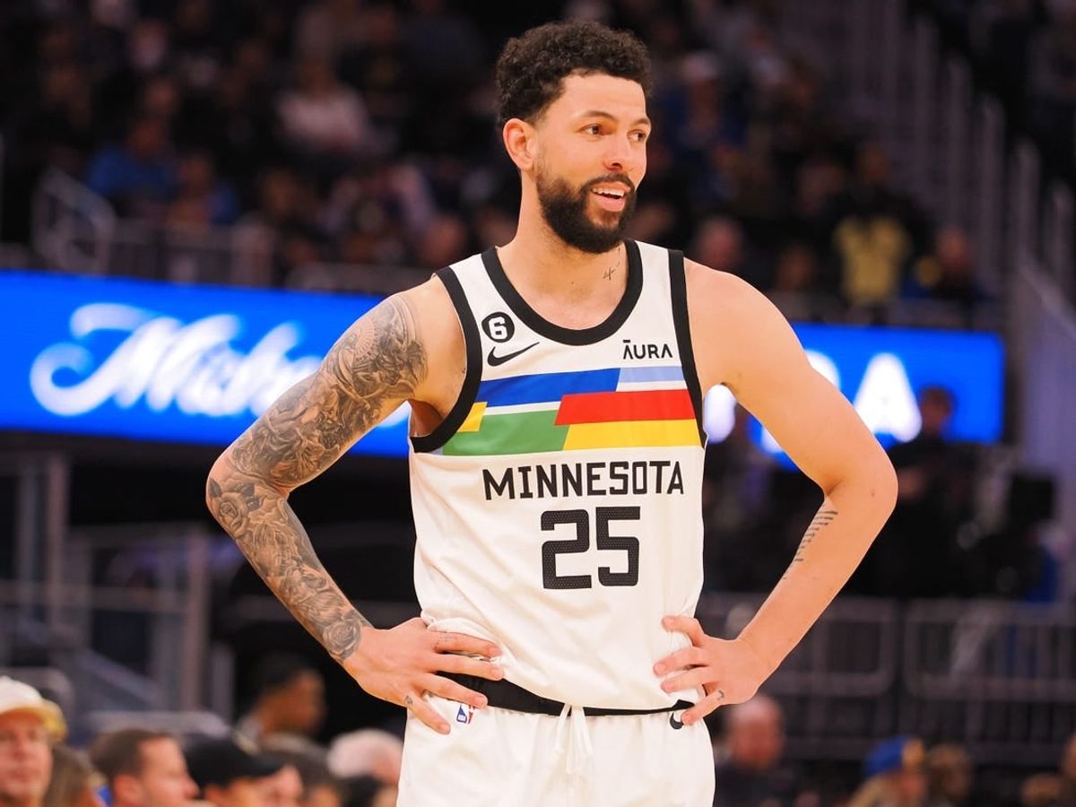 Feb 26, 2023; San Francisco, California, USA; Minnesota Timberwolves guard Austin Rivers (25) between plays against the Golden State Warriors during the fourth quarter at Chase Center.