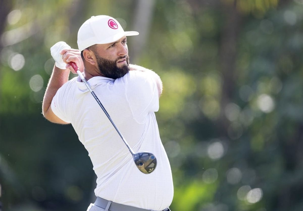 Feb 4, 2024; Playa del Carmen, Quintana Roo, MEX; Jon Rahm of Team Legion XIII tees off on #7 during the final round of the LIV Golf Mayakoba tournament at El Chamaleon Golf Course.