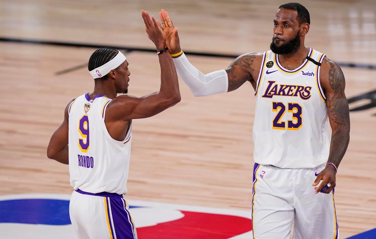 Rondo in James during their 2020 bubble championship year.