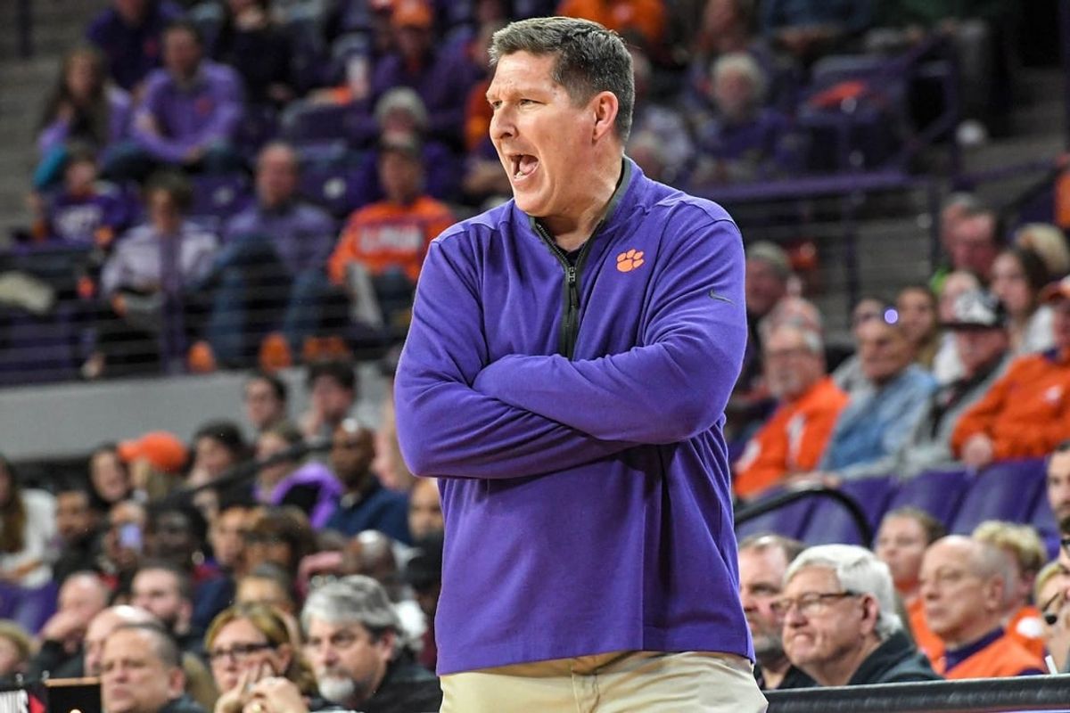 Jan 13, 2024; Clemson, South Carolina, USA; Clemson Tigers head coach Brad Brownell reacts during the second half against the Boston College Eagles at Littlejohn Coliseum.