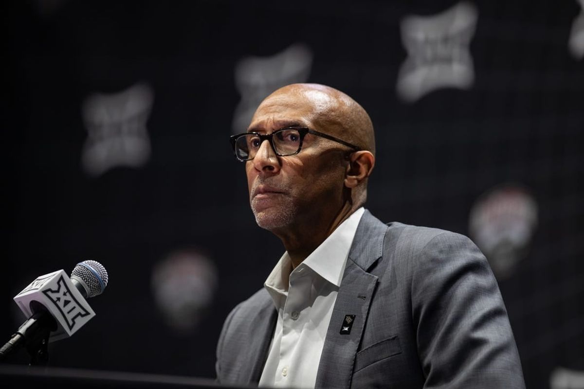Oct 18, Kansas City, MO, USA; University of Central Florida head coach Johnny Dawkins answers questions at the Big 12 Men s Basketball Tipoff at T-Mobile Center.