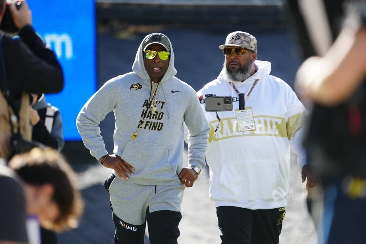 Colorado Buffaloes head coach Deion Sanders before the game against the Arizona Wildcats at Folsom Field.