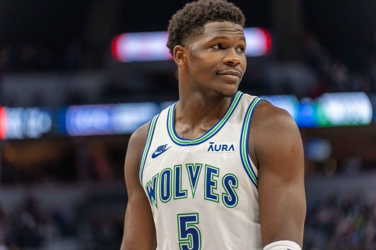 Dec 16, 2023; Minneapolis, Minnesota, USA; Minnesota Timberwolves guard Anthony Edwards (5) during a break in the action in the fourth quarter against the Indiana Pacers at Target Center.