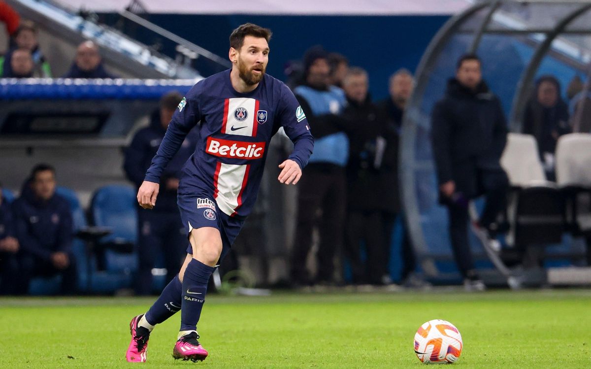 Lionel Messi during a match between Olympique de Marseille and Paris Saint-Germain (PSG) at Velodrome