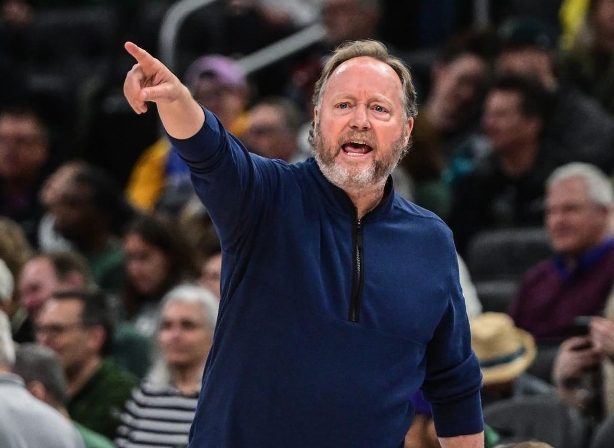 Mar 16, 2023; Milwaukee, Wisconsin, USA; Milwaukee Bucks head coach Mike Budenholzer calls a play in the second quarter during game against the Indiana Pacers at Fiserv Forum.