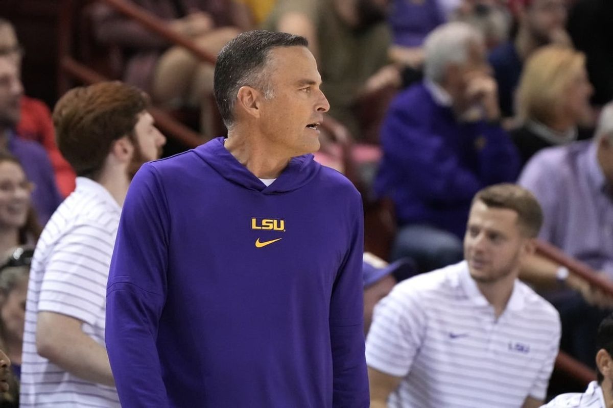 Nov 19, 2023; Charleston, SC, USA; LSU Tigers head coach Matt McMahon watches the action on the court in the first half against the Wake Forest Demon Deacons at TD Arena.