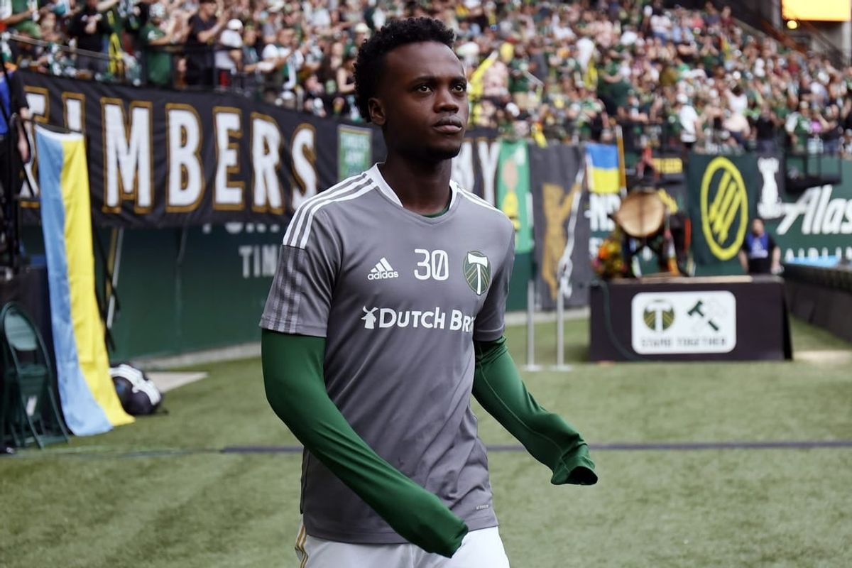 May 22, 2022; Portland, Oregon, USA; Portland Timbers midfielder Santiago Moreno (30) walks on to the field for warm ups before the match against the Philadelphia Union at Providence Park.