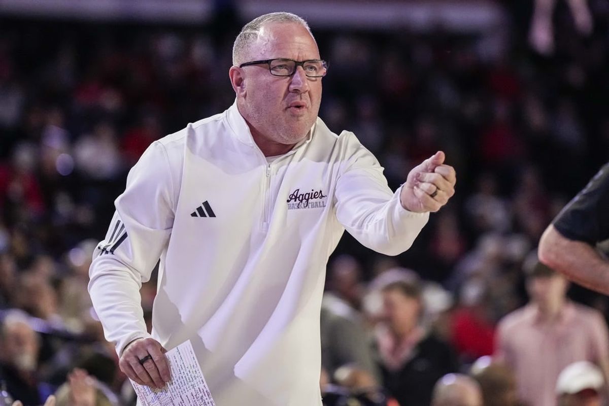 Mar 2, 2024; Athens, Georgia, USA; Texas A&M Aggies head coach Buzz Williams reacts during the game against the Georgia Bulldogs at Stegeman Coliseum.