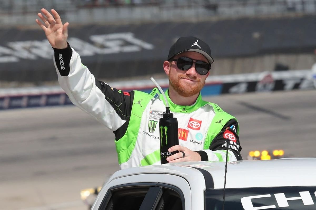 Sep 24, 2023; Fort Worth, Texas, USA;  NASCAR Cup Series driver Tyler Reddick (45) during driver introductions before the AutoTrader EcoPark Automotive 400 at Texas Motor Speedway.