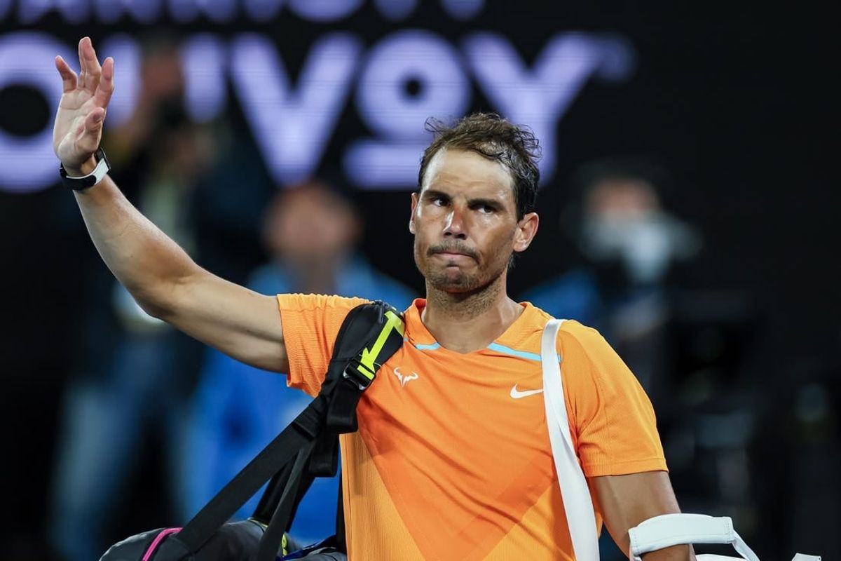 Jan 18, 2023; Melbourne, VICTORIA, Australia; Rafael Nadal after his second round match against Mackenzie Mcdonald on day three of the 2023 Australian Open tennis tournament at Melbourne Park.