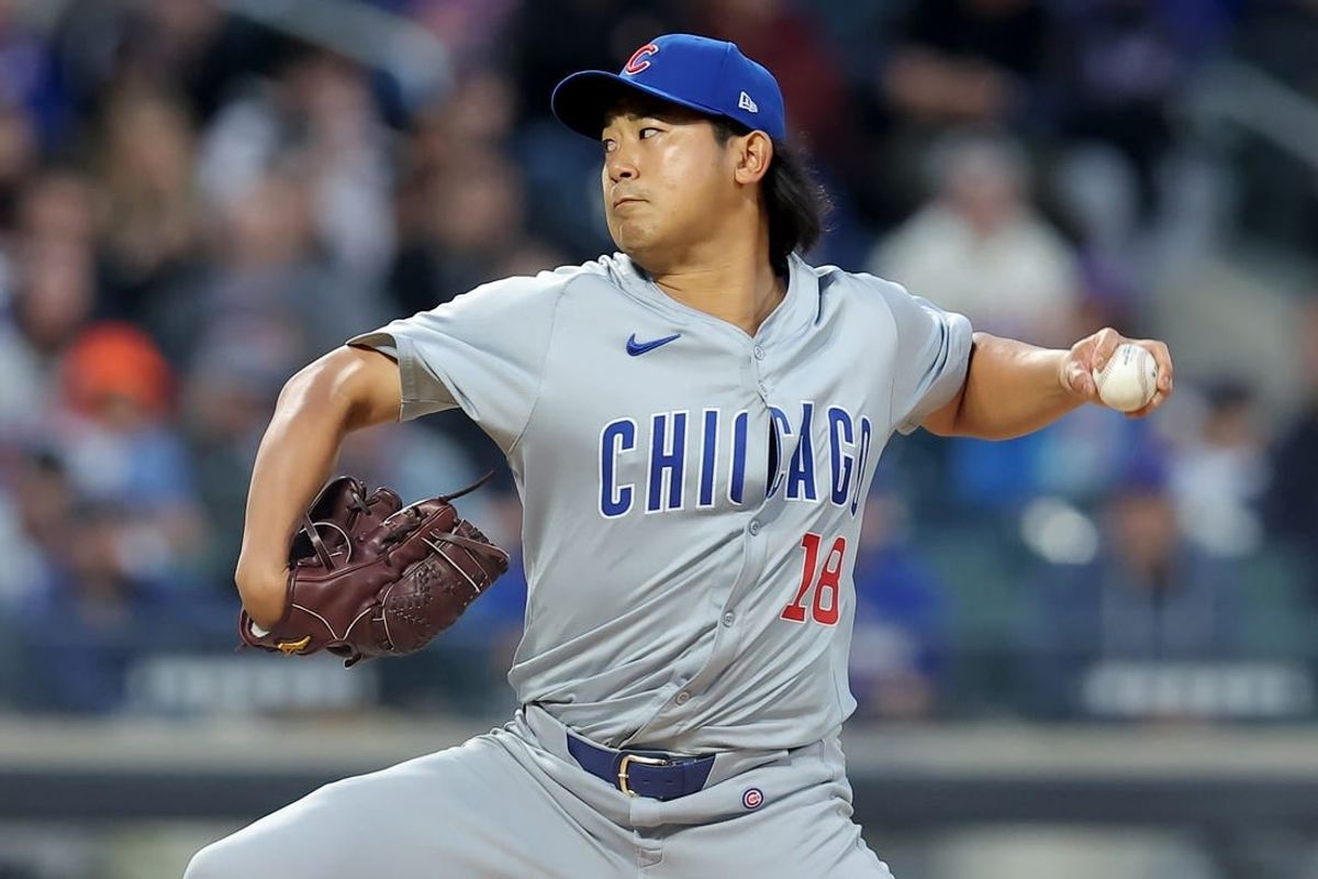May 1, 2024; New York City, New York, USA; Chicago Cubs starting pitcher Shota Imanaga (18) pitches against the New York Mets during the second inning at Citi Field.