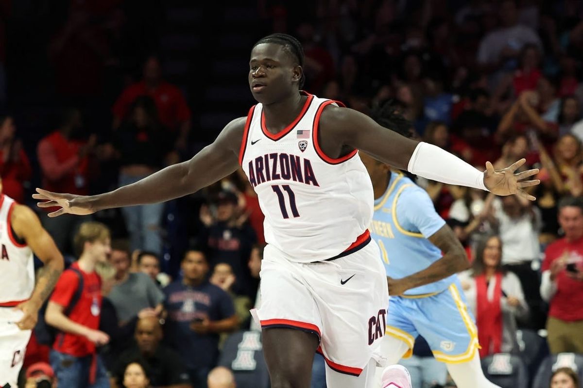 Nov 13, 2023; Tucson, Arizona, USA; Arizona Wildcats center Oumar Ballo (11) on the court against the Southern University Jaguars at McKale Center.