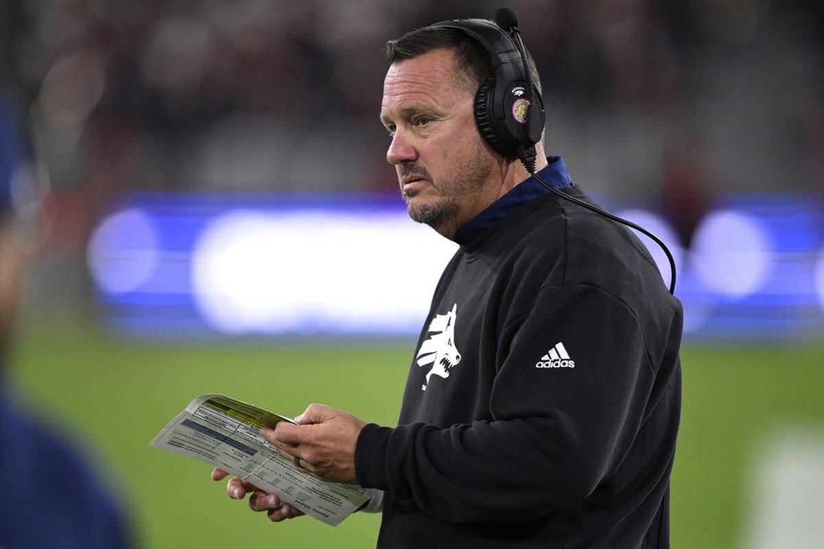 Oct 21, 2023; San Diego, California, USA; Nevada Wolf Pack head coach Ken Wilson looks on during the first half against the San Diego State Aztecs at Snapdragon Stadium.