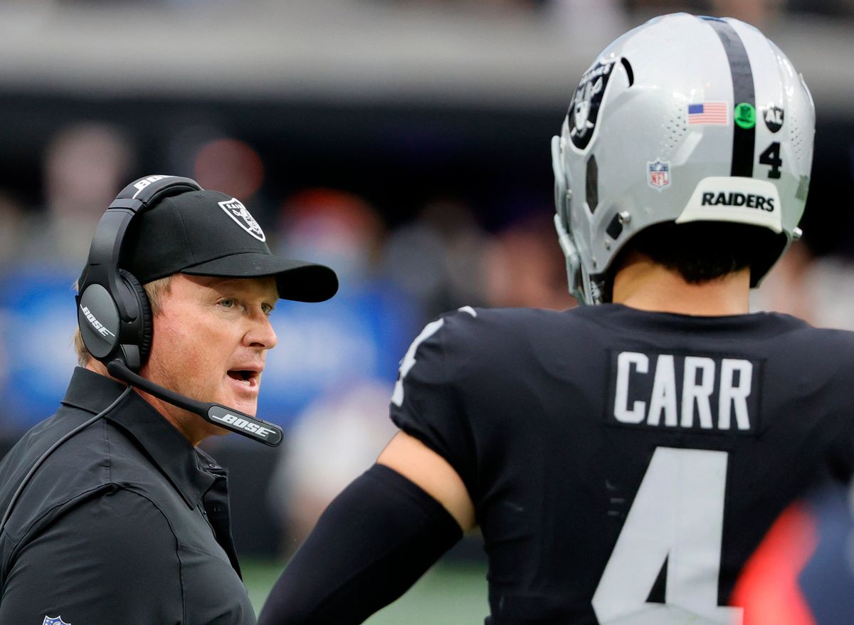 Jon Gruden and Derek Carr
