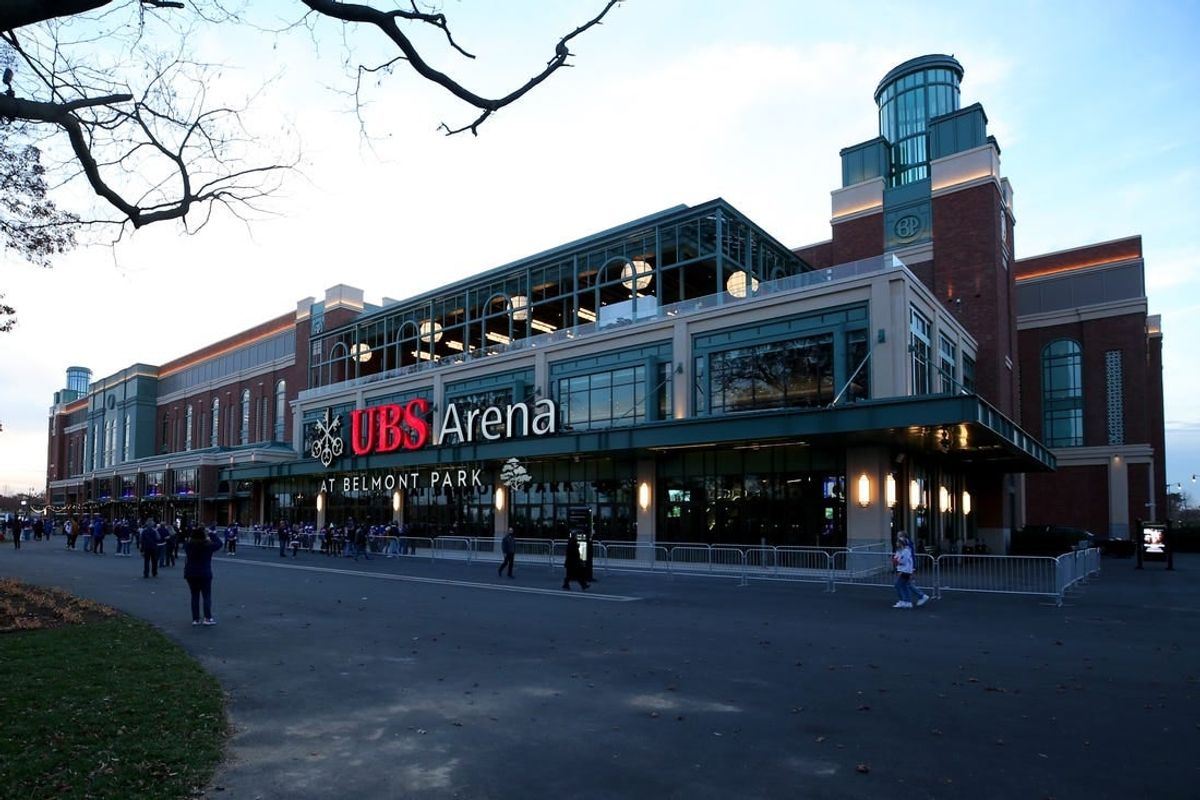Nov 20, 2021; Elmont, New York, USA; General view of the exterior of the arena before the New York Islanders play the Calgary Flames in the first ever hockey game at UBS Arena.