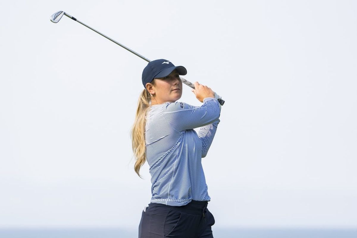 Aug 24, 2023; Vancouver, British Columbia, CAN; Bailey Tardy tees off on the twelfth hole during the first round of the CPKC Women's Open golf tournament at Shaughnessy Golf & Country Club.