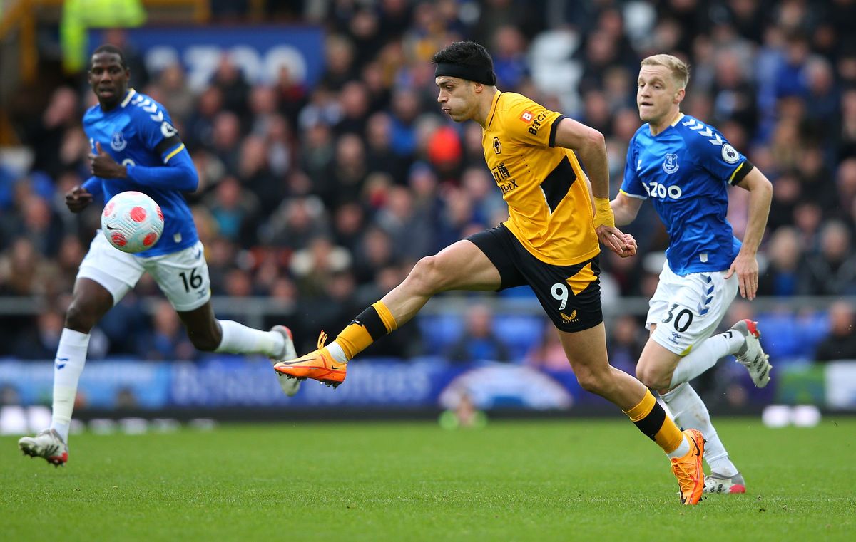 Raúl Jiménez skirts past Everton en route to a win for Wolves.