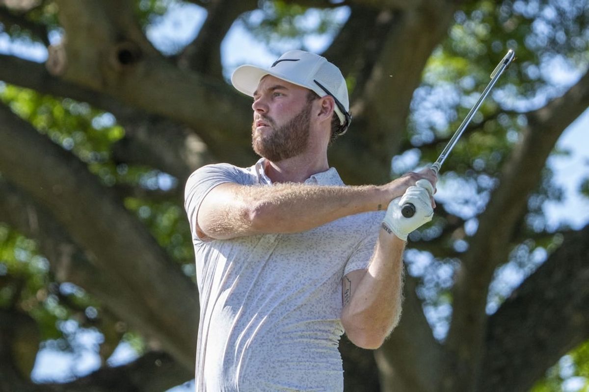 January 14, 2024; Honolulu, Hawaii, USA; Grayson Murray hits his tee shot on the second hole during the final round of the Sony Open in Hawaii golf tournament at Waialae Country Club.