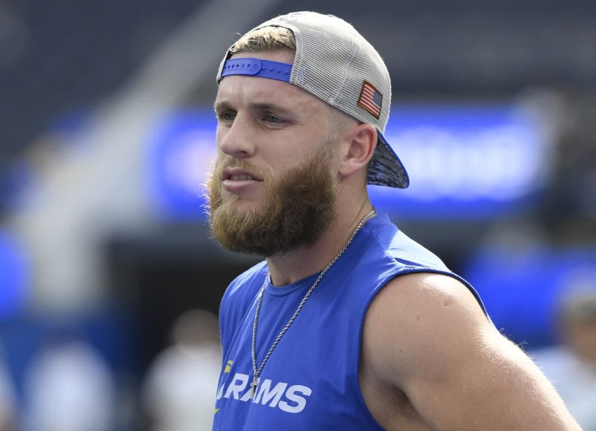 Nov 19, 2023; Inglewood, California, USA; Los Angeles Rams wide receiver Cooper Kupp (10) during pre-game warms up before an NFL game against the Seattle Seahawks at SoFi Stadium.