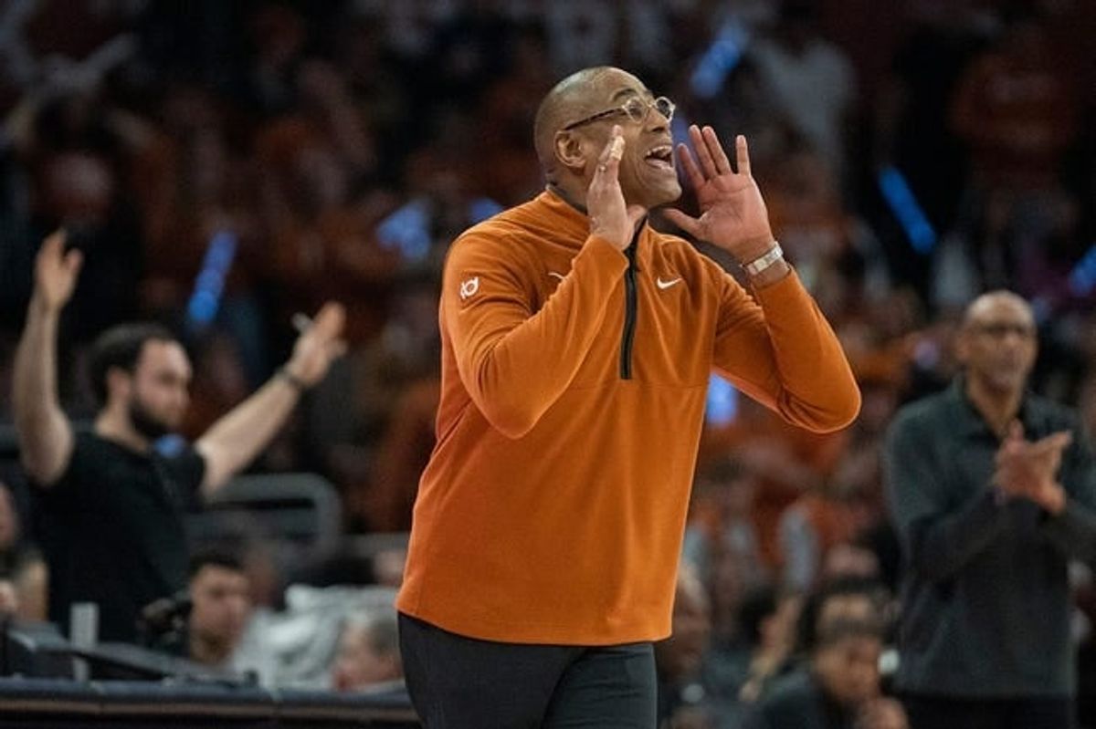 Texas Longhorns head coach Rodney Terry yells instructions to his team during the game against University of Central Florida at the Moody center in Austin, Texas Wednesday, Jan. 17, 2023.